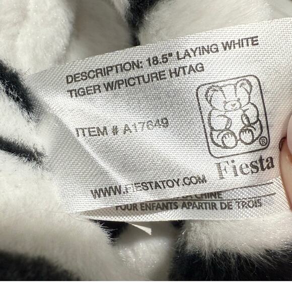 Fiesta Laying White Tiger Stuffed Animal Plush 18.5" Realistic Bengal Blue Eyes - Picture 10 of 10